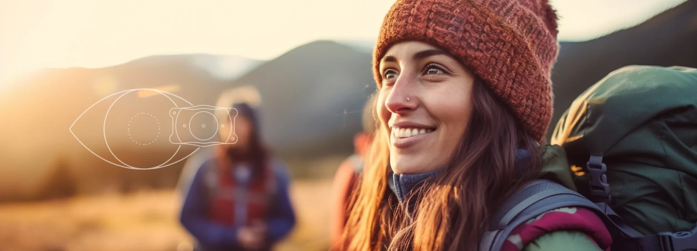woman hiking and looking into the distance